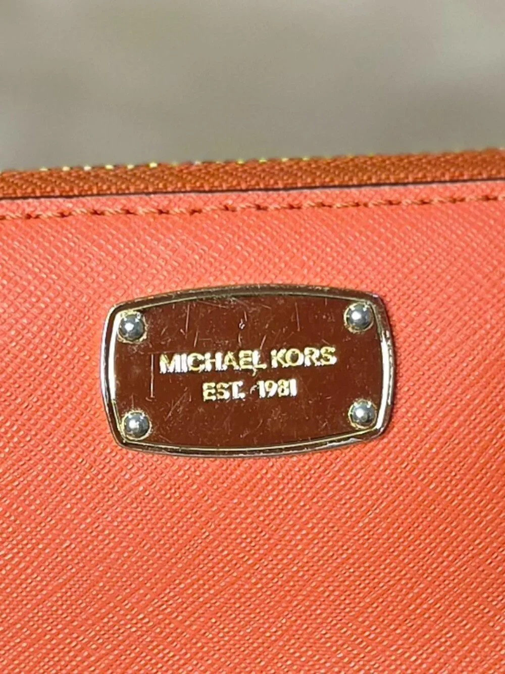 Michael Kors Jet Set Travel Zip Around Wallet – Orange Saffiano Leather